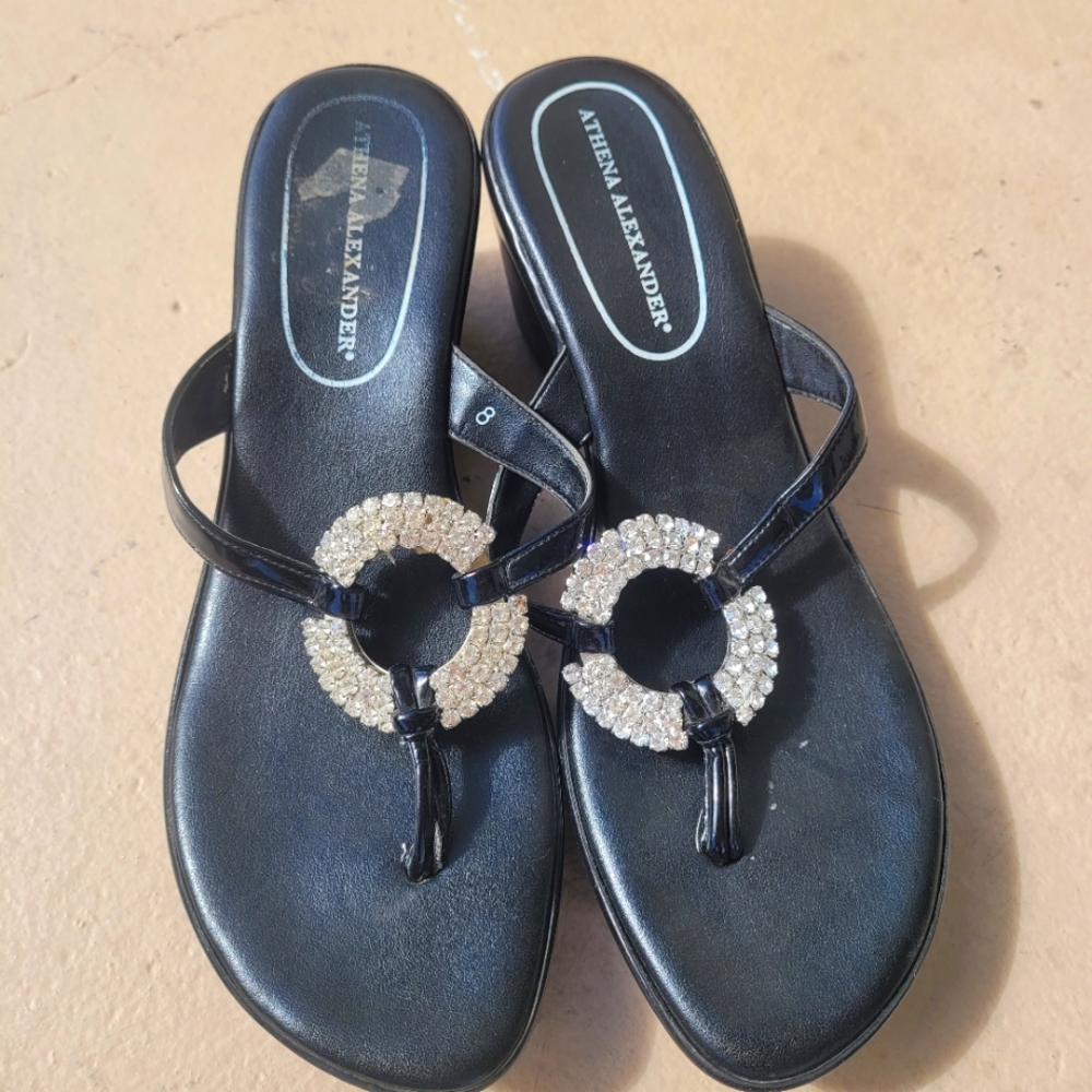 Athena Alexander Women's Black, Size 9, Bling, Heel, Sandal.